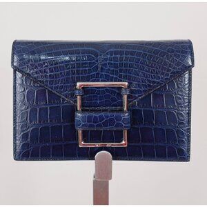 New Ralph Lauren Purple Label Collection bag real alligator clutch navy 12k